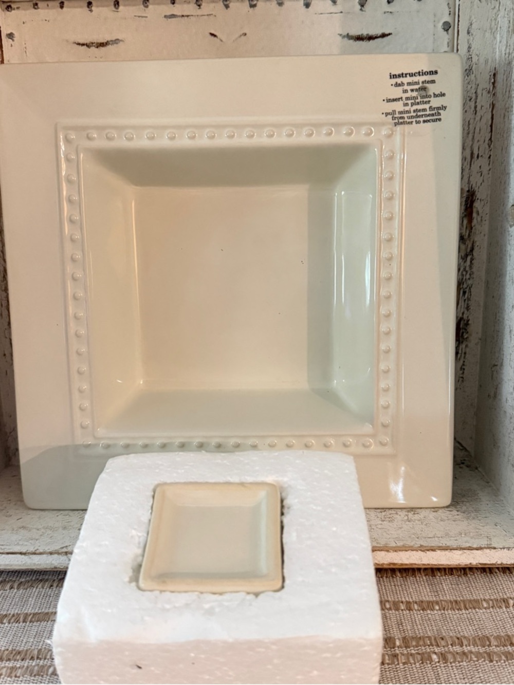 RETIRED Nora Fleming Pearl Dots Stoneware Napkin Holder/Candy Dish